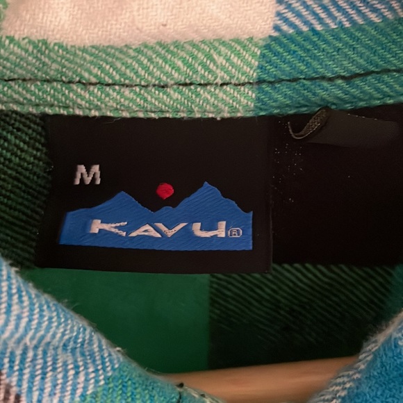 Kavu mens medium green and blue long sleeve flannel - Picture 3 of 3